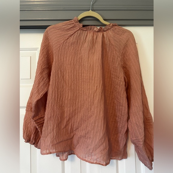 Women's Ruffled Button-Up Top in Rust by - Picture 3 of 3